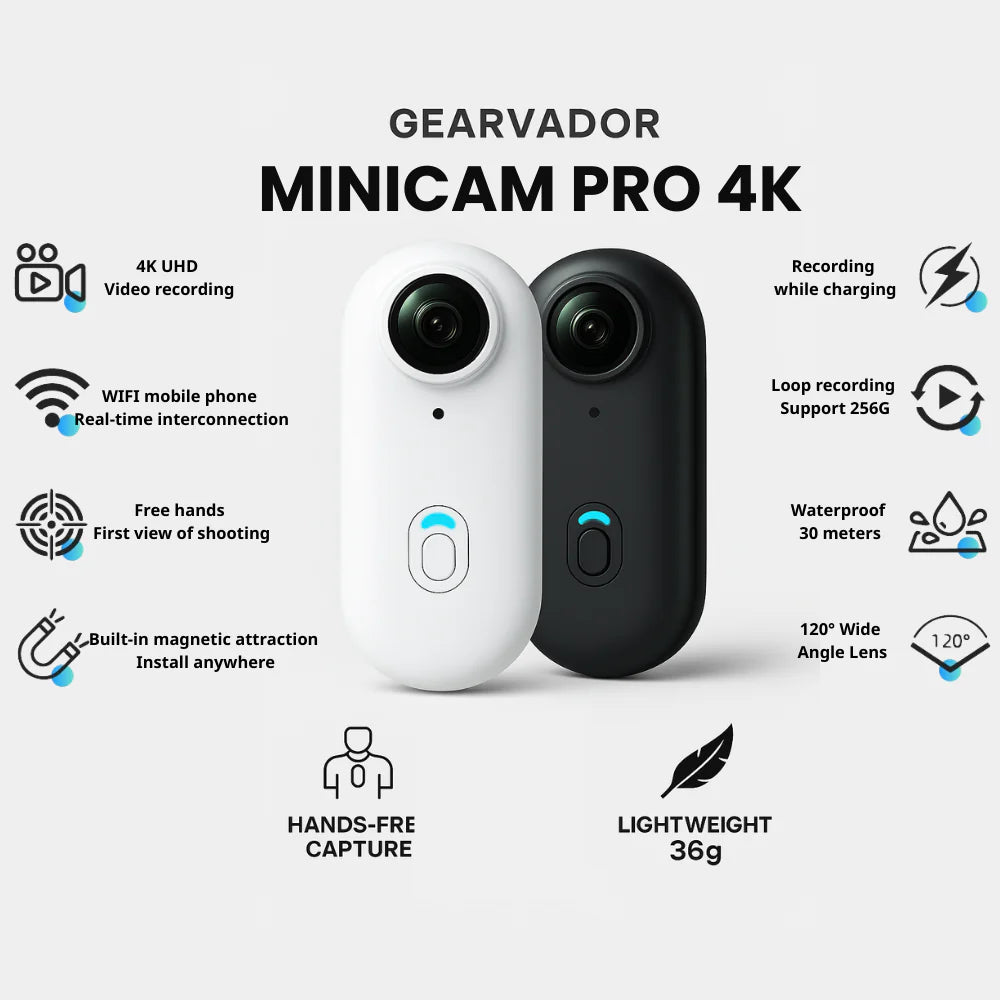 Minicam Pro 4K - POV Mini Camera for Daily-Activities, Travel, Camping, Sports...