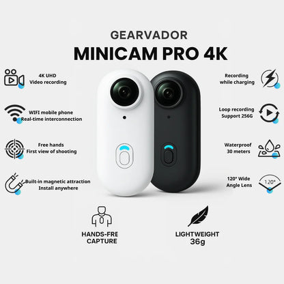 Minicam Pro 4K - POV Mini Camera for Daily-Activities, Travel, Camping, Sports...