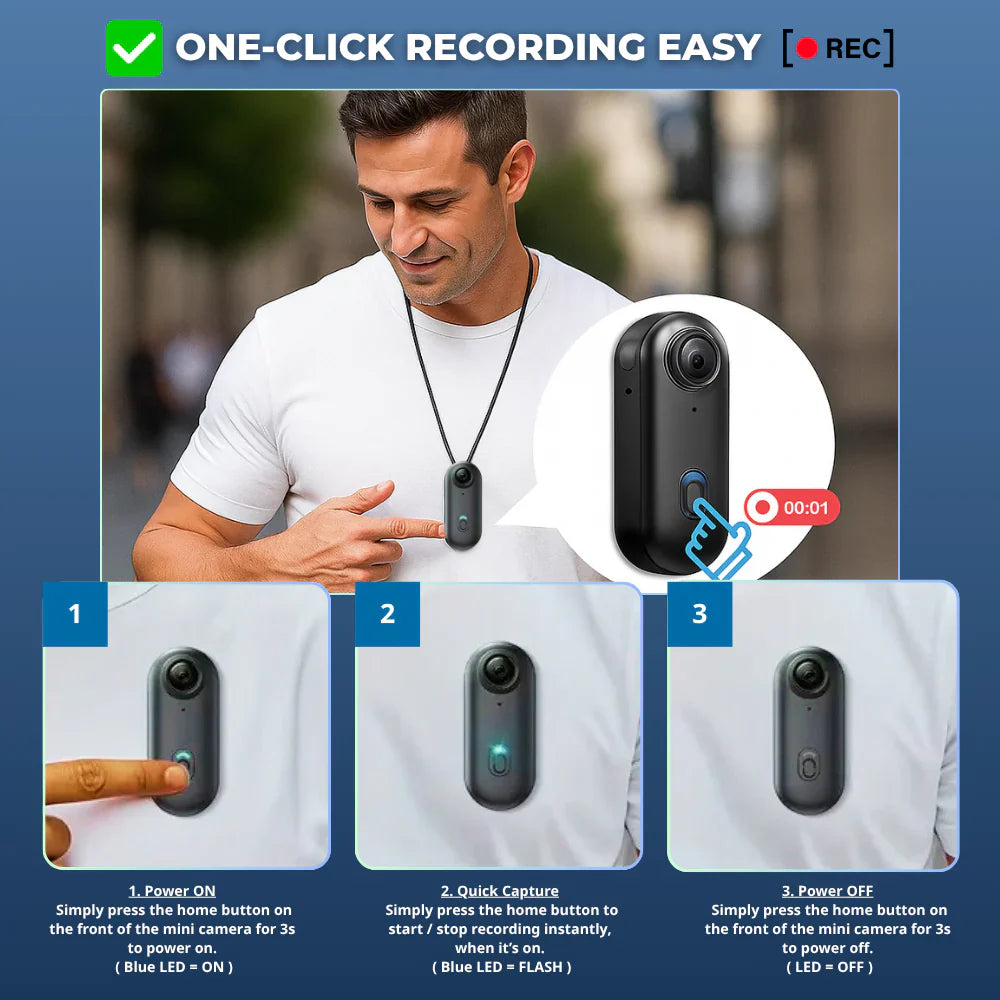 Minicam Pro 4K - POV Mini Camera for Daily-Activities, Travel, Camping, Sports...