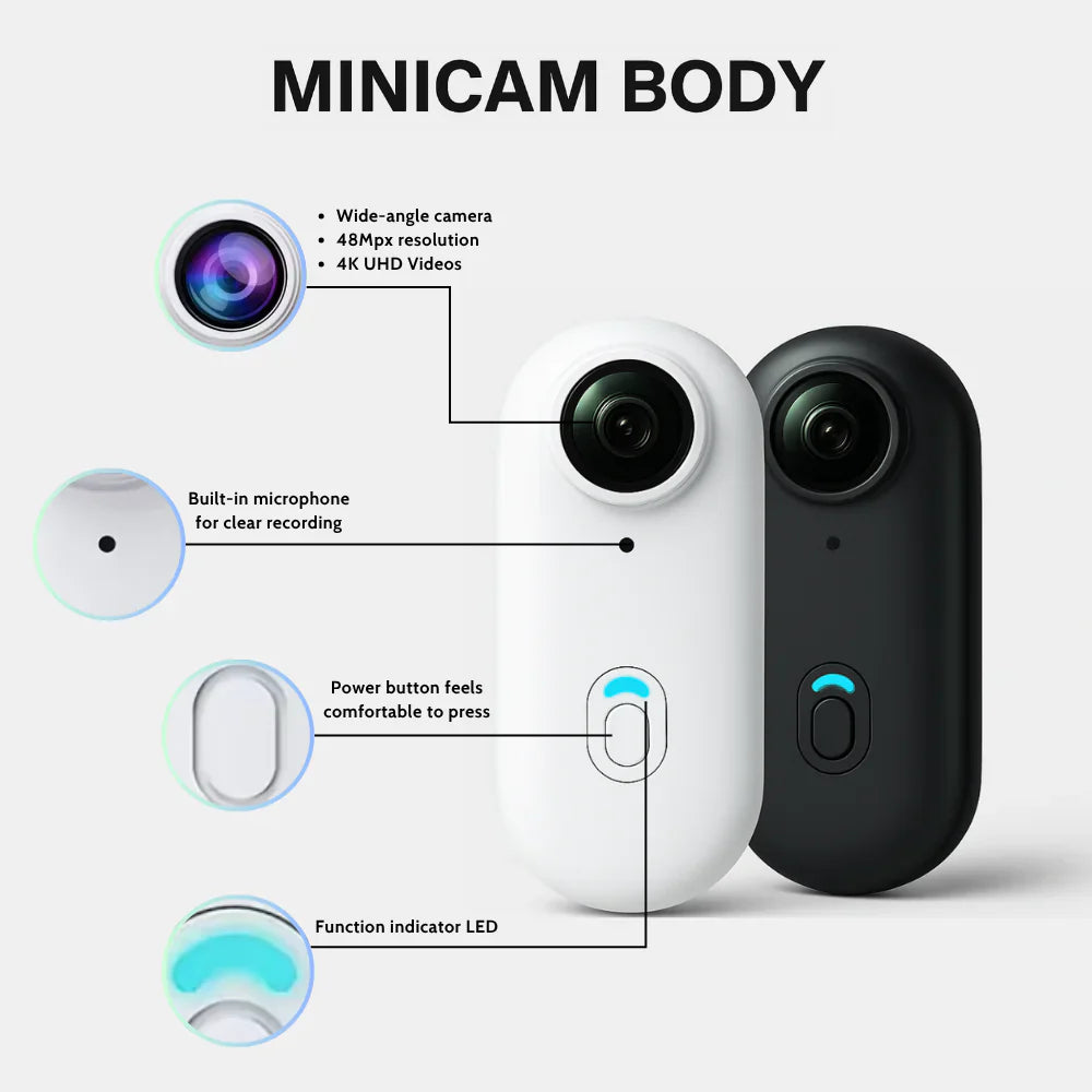 Minicam Pro 4K - POV Mini Camera for Daily-Activities, Travel, Camping, Sports...